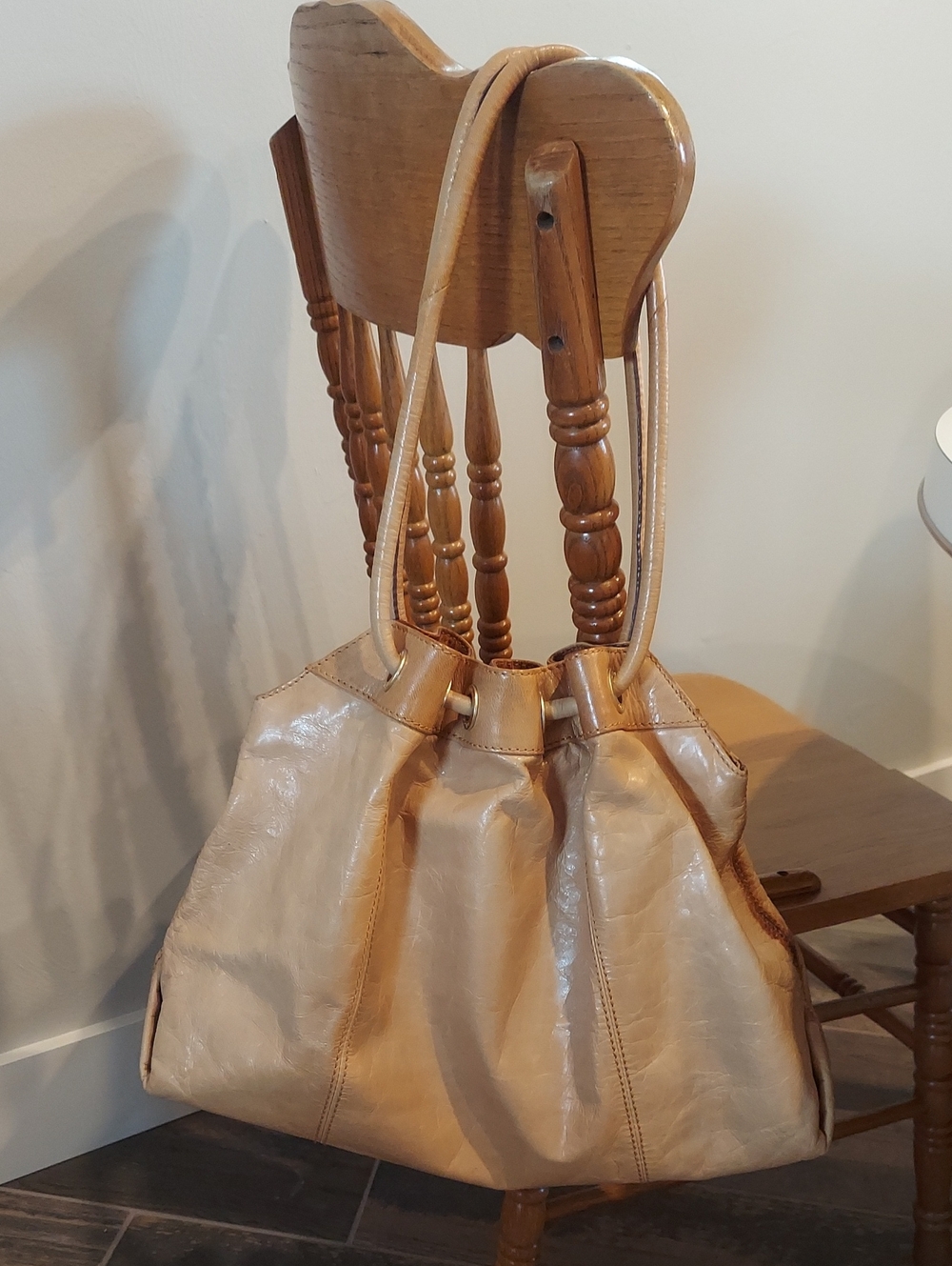 Sigrid Olsen Leather Tote Handbag in Light Tan